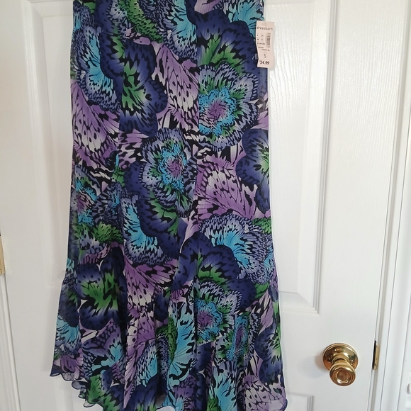 dressbarn Dresses & Skirts - dressbarn Asymmetrical Floral Skirt - Blue, Purple, Green